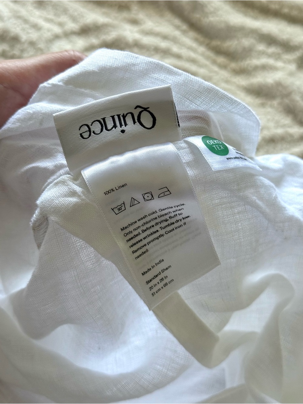 Quince European Linen Piped Duvet Cover Set Full/Queen White Toffee EUC - Picture 4 of 6